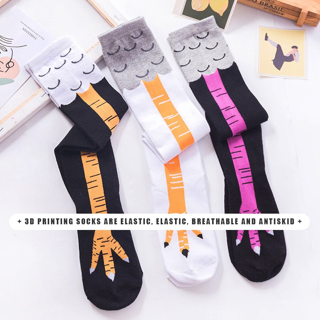 1Pair Funny Chicken Knee Length Socks Thigh High Stocking Cartoon Animal Paw Toe Feet Fitness Socks Winter Autumn