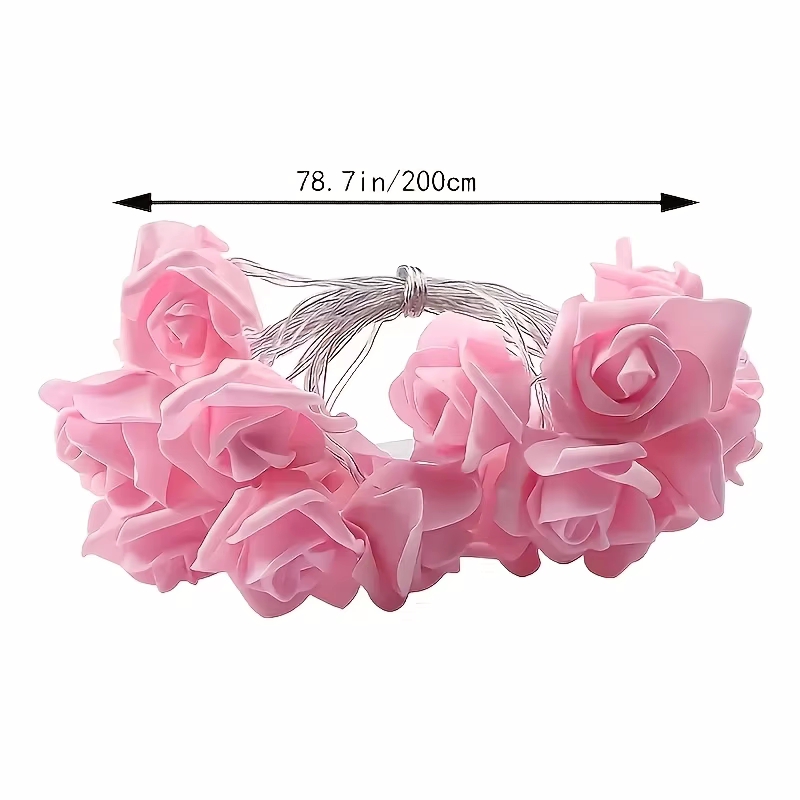 Pink Rose String Lights For Bedroom Battery Operated Flower LED Lights For Outside Romantic Home Dorm Room Festival Fairy Lights: WHITE