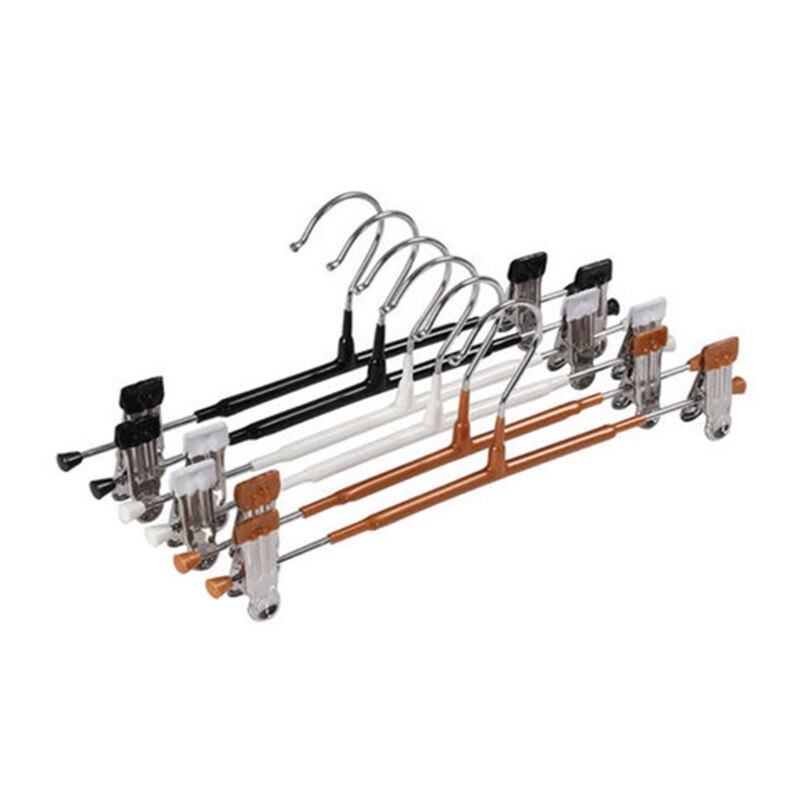 10x Bottom Hangers Heavy Duty Clothes Coat Trousers Pants Hanging Drying Rack for Slacks Jeans with 2-Adjustable Anti-Rust Clips