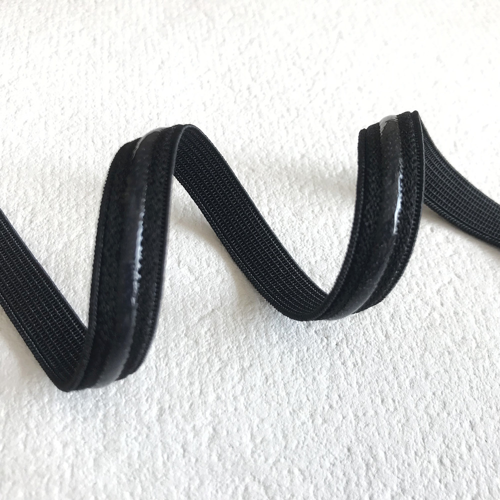 Banda elástica antideslizante de silicona transparente de 2 metros y 10mm, correa de ropa interior de Color, correas de encaje elásticas de goma, Material de cinturón DIY: Níquel negro
