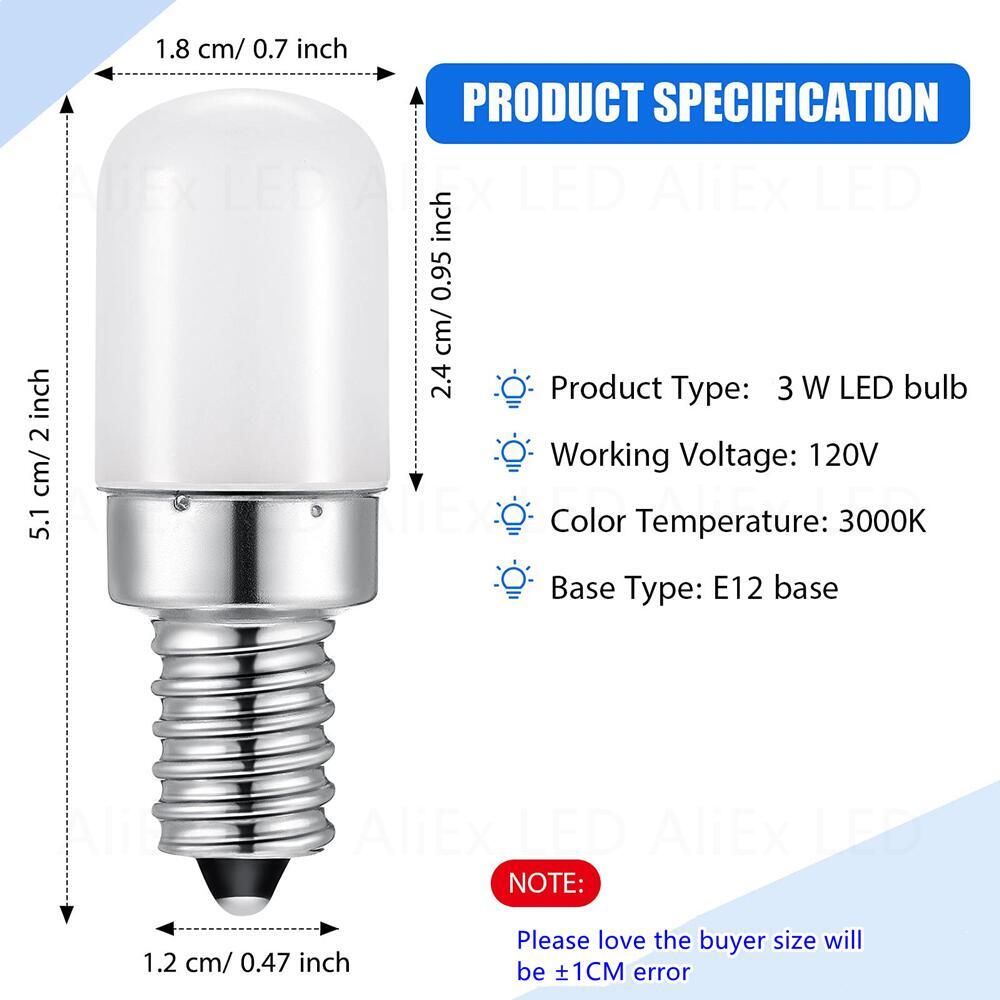 3pcs/lot 3W E14 E12 LED Fridge Light Bulb Refrigerator Corn bulb AC220V LED Lamp White/Warm white SMD2835 Replace Halogen Light