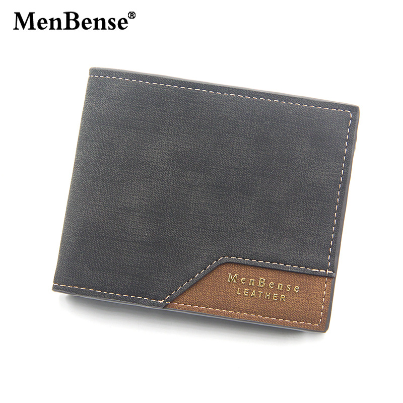 European and American Men's Wallet Short Splicing Clutch Bag Slim Wallet Large Capacity PU Wallet Wallet: Black-E