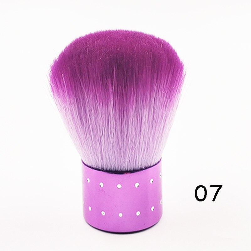 Bqan nagelverktyg borste för akryl & uv gel nail art dust clean borste manikyr pedikyr verktyg rosa gul lila röd kabuki borste: 07