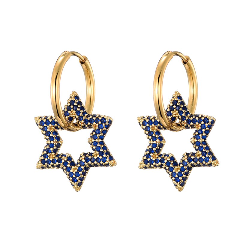 Lovbeafas Ster Ronde Roestvrijstalen Oorringen Voor Vrouwen Zirkonia Geometrische Gouden Kleur Bruiloft Elegante Sieraden