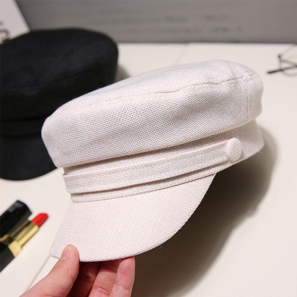 Beret hatte kvinder ottekantet flad kasket forår efterår bomuld marineblå hatte til kvinder stilfuld kunstner maler newsboy hatte