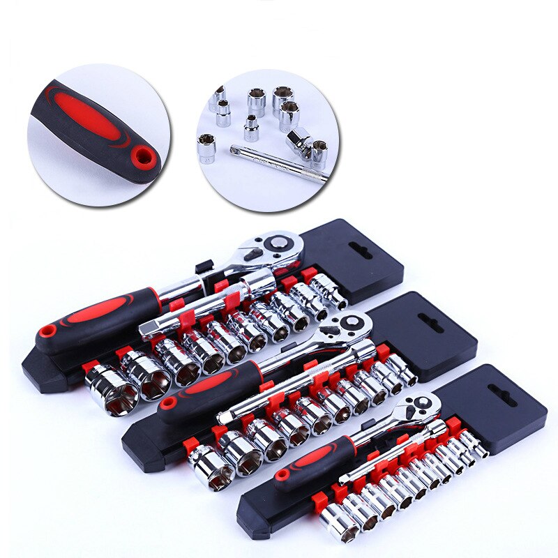 12 Pieces Ratchet Torque Wrench Set Hexagon Socket Wrench Combination 1/4 3/8 1/2 Car Repair Wrench Tool Quick Wrench