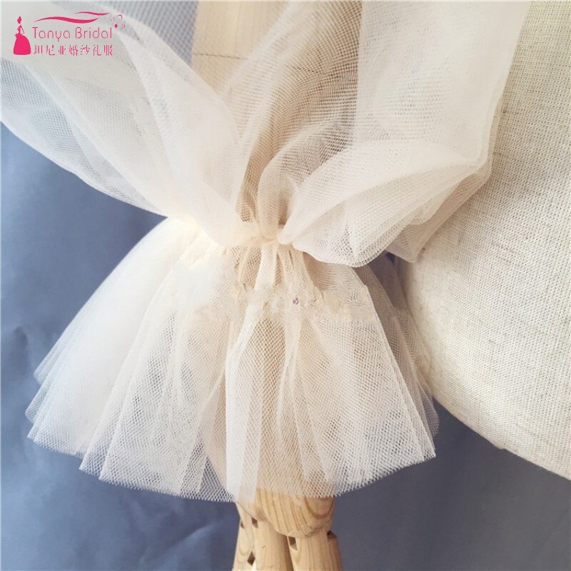 Neue Elegante Champagne Hochzeit Handschuhe Weichen Hochzeit Zubehör Up und unten elastische puff ärmeln DQG815