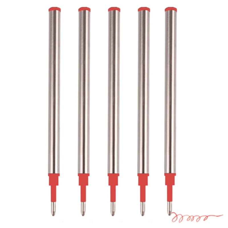 5pcs Ballpoint Pen Refills Replacement 0.5mm Blue Black Red Ink Color for School Office Writing Stationery: Red