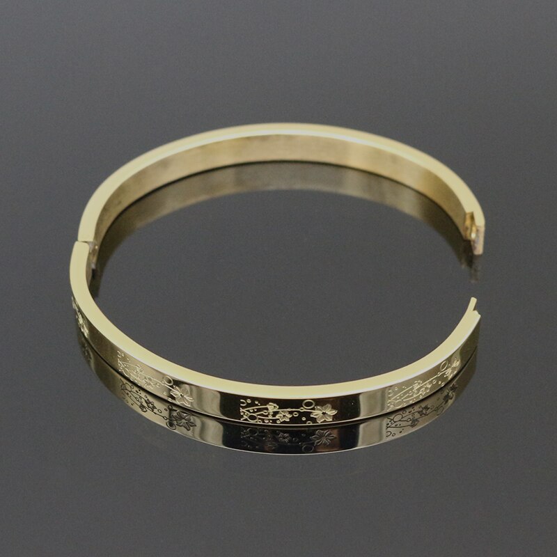 Pulsera de acero inoxidable con de flor de loto para mujer, brazalete con de flor de loto, joya bonita para ,