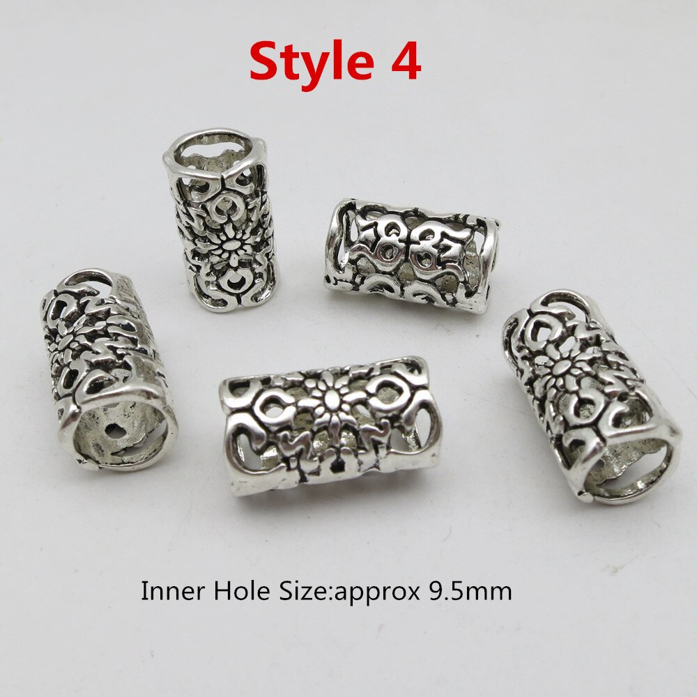 5 Stks/pak Big Hole Viking Haar Vlecht Dread Dreadlock Baard Kralen Ringen Buis Voor Vrouwen Mannen Haaraccessoires: 5pcs Style 4