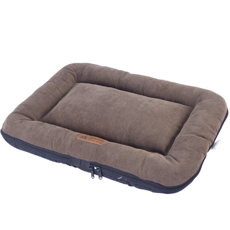 Corduroy Dog Bed Crate Mats Pad Cat Beds Pet Mat Sofa Kennel Sleeping Matteress with Removable Cover Soft Cushion for Large Dogs: Brown / L 70x55cm