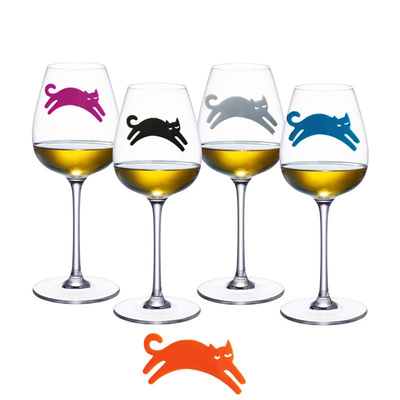 12 stk/sæt sød vinglas charm dejlig silikone tegneserie kat form vin glas markør fest favor bar tilbehør til fest