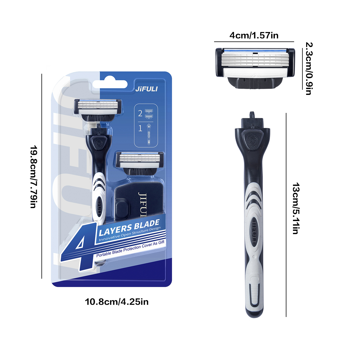 Cuchilla de afeitar de seguridad para hombre de , cartuchos de afeitado de acero inoxidable alemán de 4 capas, Compatible con afeitadora Mach 3, hoja reemplazable