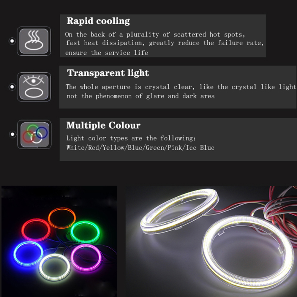 YSY 2PCS Car Angel Eyes Led 12V 130/140MM Halo Ring Lights Led Angel Eyes Headlight for Car Auto Moto Moped Scooter Motorcycle
