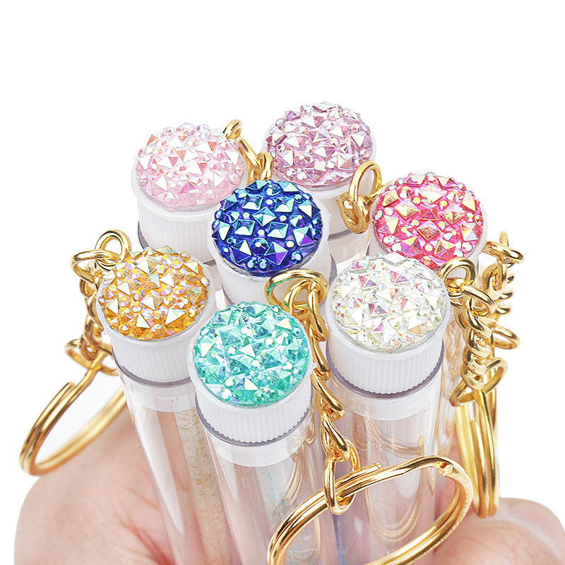 20/50/100 Stuks Buis Lash Borstel Met Gouden Sleutelhanger Strass Mascara Wand Applicator Microbrush Voor Wimperverlenging wenkbrauw Kam