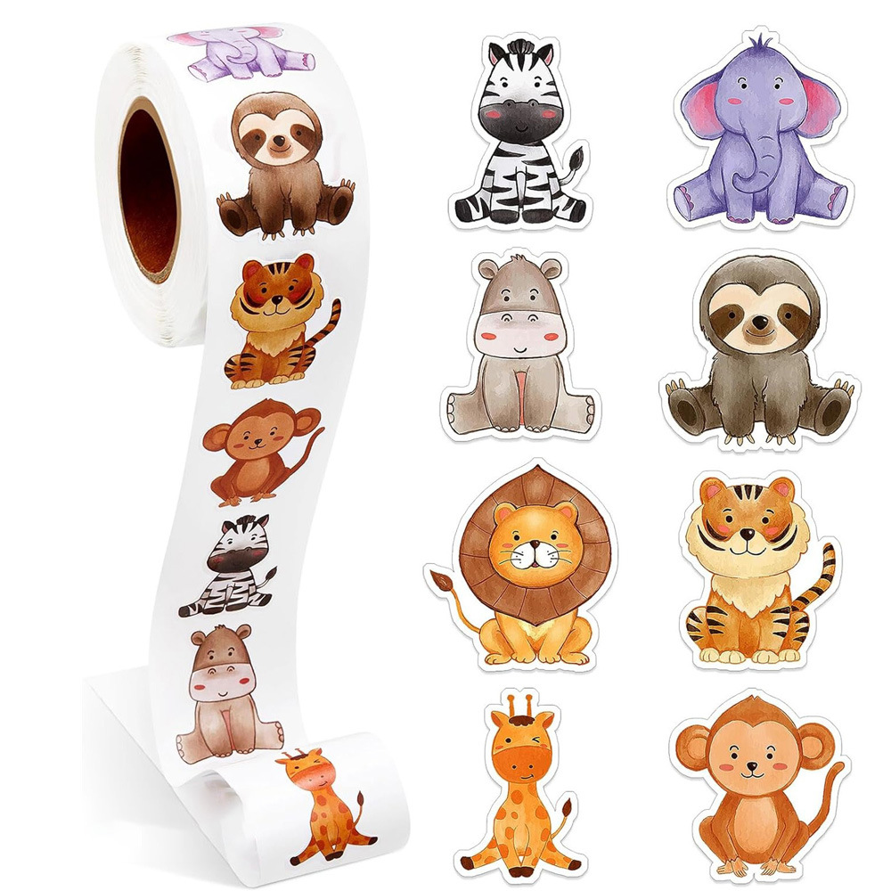 500 Stuks Cartoon Dieren Stickers Heterotypische Afdichting Label Voor Kinderen Leraar Beloning Moedigen Afdichting Label Briefpapier Sticker: YELLOW