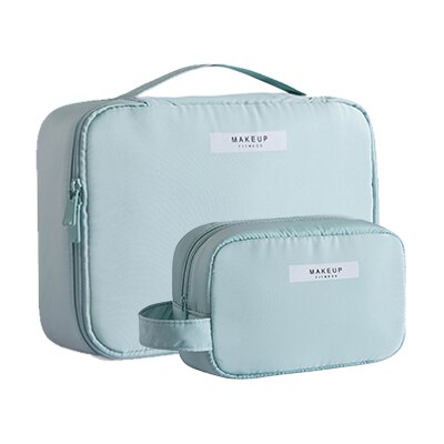 Travel Cosmetic Bag Beautician Make up Bag Quick Makeup Bag Purse Toiletry Bag Organizer Pink Makeup Pouch Waterproof Handbag: blue2 pcs