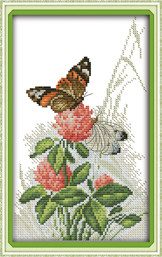 Vlinders over bloemen (10) kruissteek kit 14ct 11ct telling pre gedrukt canvas katoen borduurwerk DIY handgemaakte handwerken plus