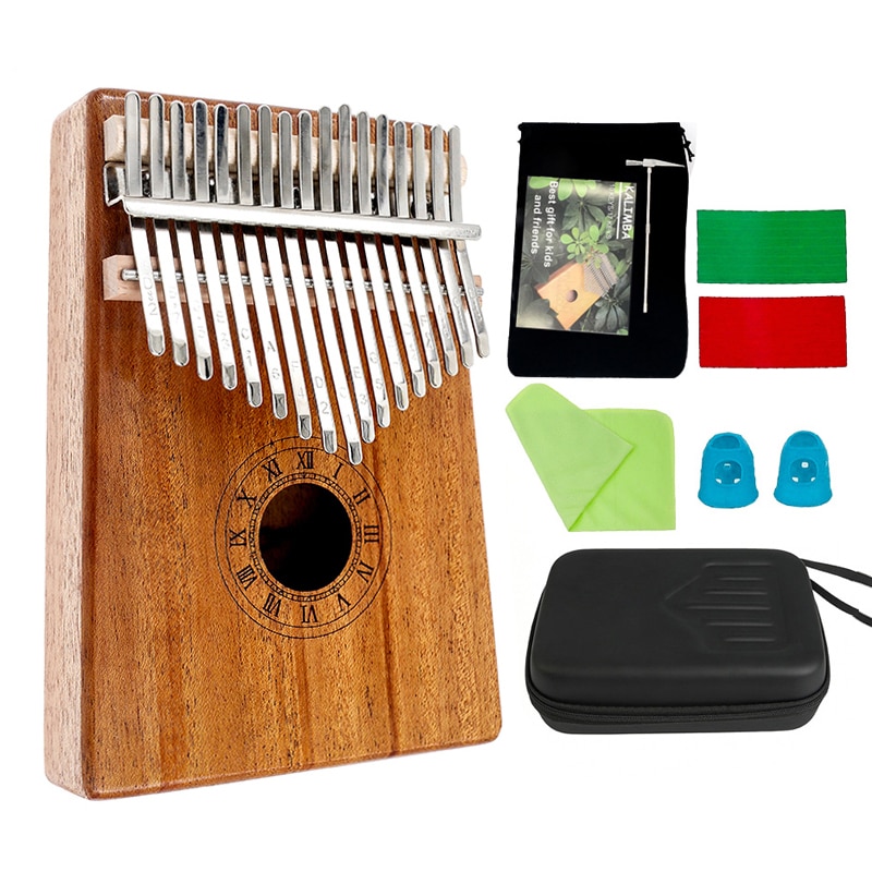 17 schlüssel Kalimba Daumen Klavier Sapele Mahagoni Körper Musical Instrument Uhr Finger Klavier Instrument