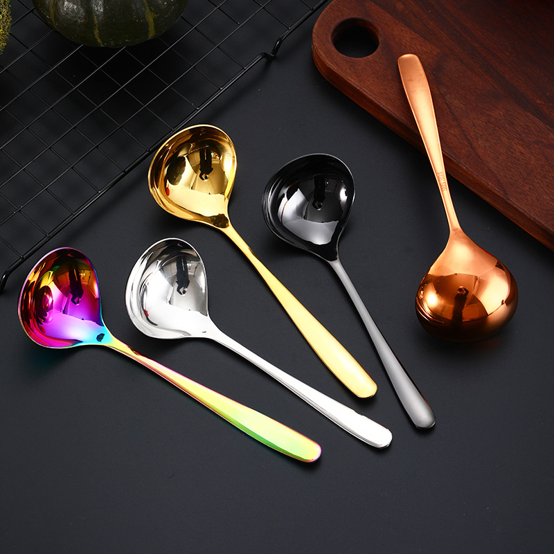 304 Stainless Steel Soup Spoon Colander Multi-Purpose Sauce Spoon Deep Bottom Spoons