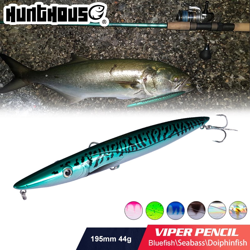 Hunthouse Espetron leurre walk dog pencil lure 195mm 44g long cast pencil stickbait fishing leerfish and bluefish topwater lures