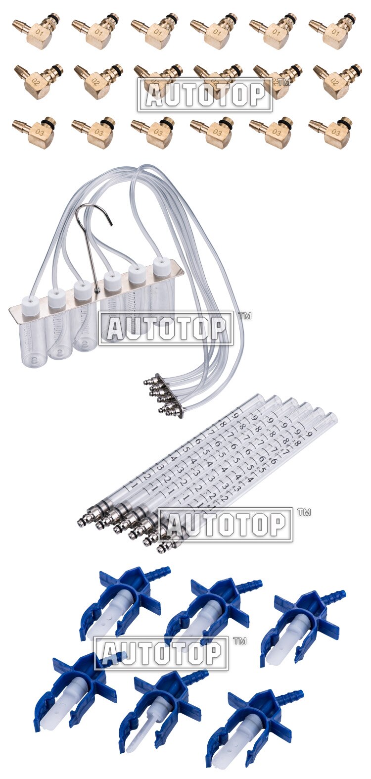 Diesel Injector Flow Meter Test Kit Common Rail Adaptor Fuel Tester Set