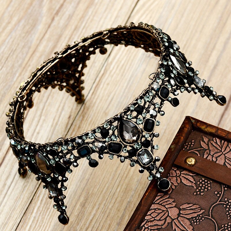 Vrouwen Barokke Steentjes Zwarte Bruid Bruiloft Kronen Bruids Haar Accessoires Shining Charm Prom Queen Kronen AIA99