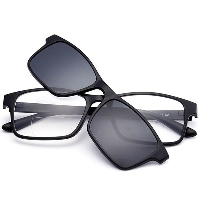 iboode Bifocal Reading Glasses With Magnetic Polarized Clip on Sunglasses Men Night Vision Drving Sunglasses Women 3 Lens