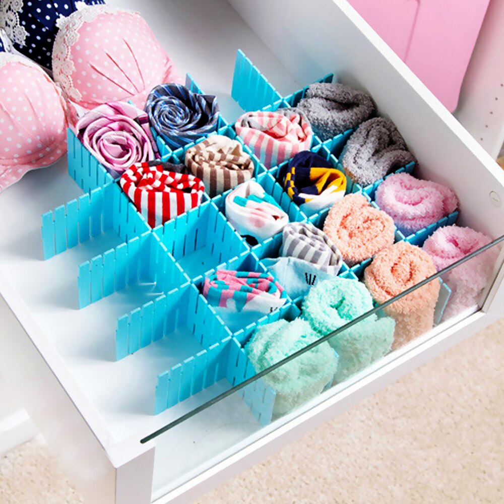 Bricolage grille tiroir séparateur diviseur tiroir armoire clins cloison 4 pièces/ensemble pour sous-vêtements chaussettes rangement organisateur réglable