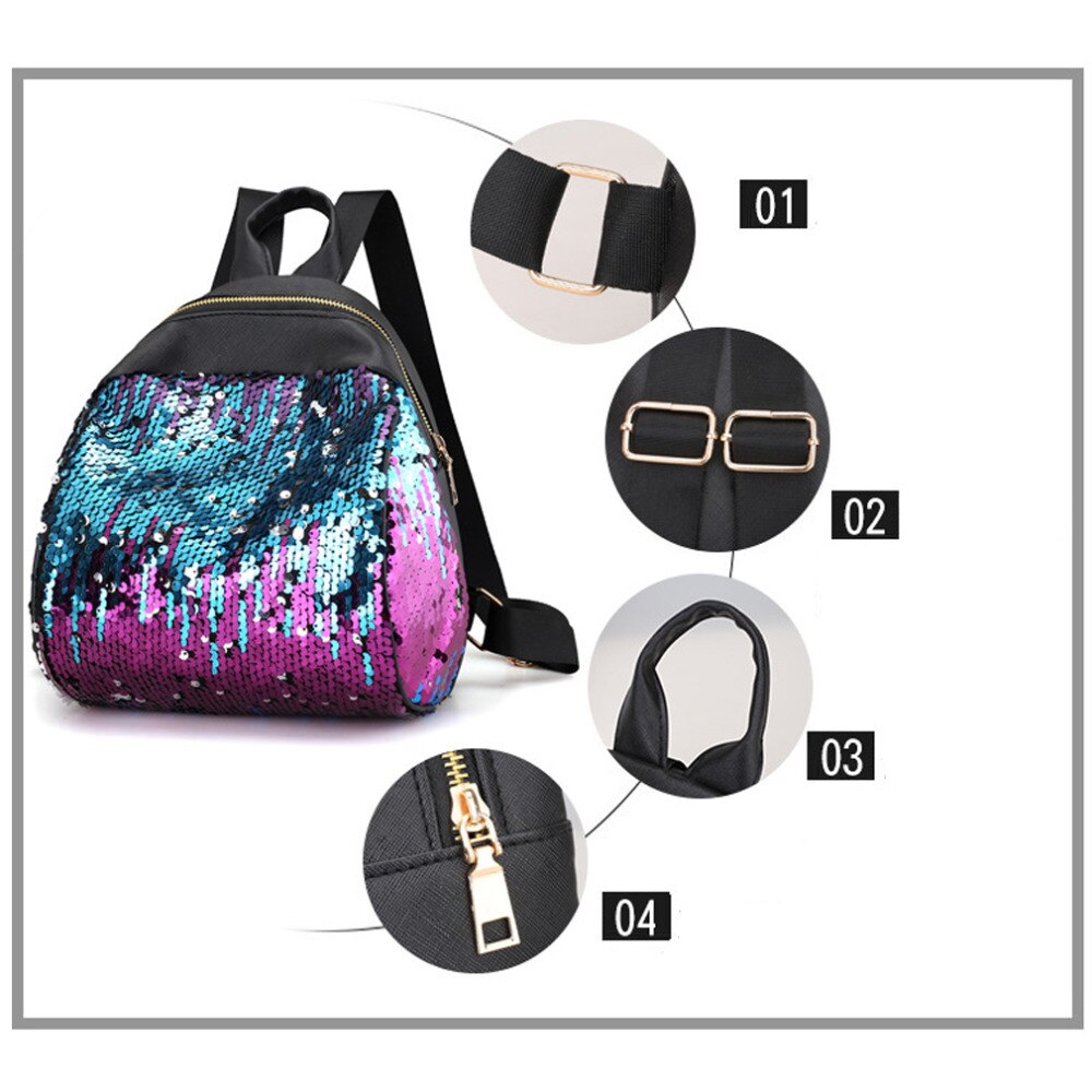 Femmes fille sac à dos argent rose brillant paillettes sac à dos adolescentes femme coréenne tendance personnalité sac d'école sac à dos