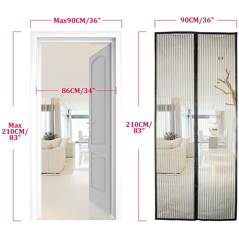Magnetic Mesh Door Screen Magnetic Sliding Door Curtain Mosquito Net Balcony Door Sticker Anti Mosquito Insect Fly Bug Curtains