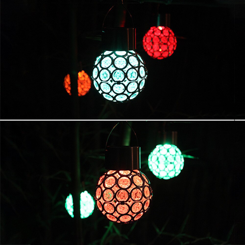 LED Solar Power Glass Ball Crystal Hanging Color Changing Light Bulb Decoration Light For Outdoor Garden Courtyard Tools
