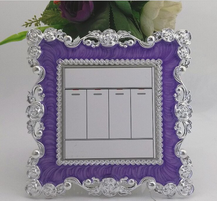 Interruptor de pegatinas enchufe con funda de luz de pared, Panel de placa de dedo envolvente para dormitorio de niños y sala de estar, 8,6 CM, 1 ud.: Purple