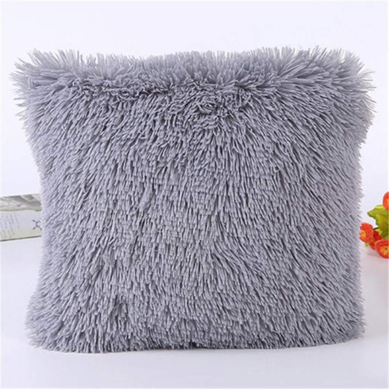 43*43cm Plush Furry Cushion Cover Throw Pillow Case Home Bed Room Sofa Decor