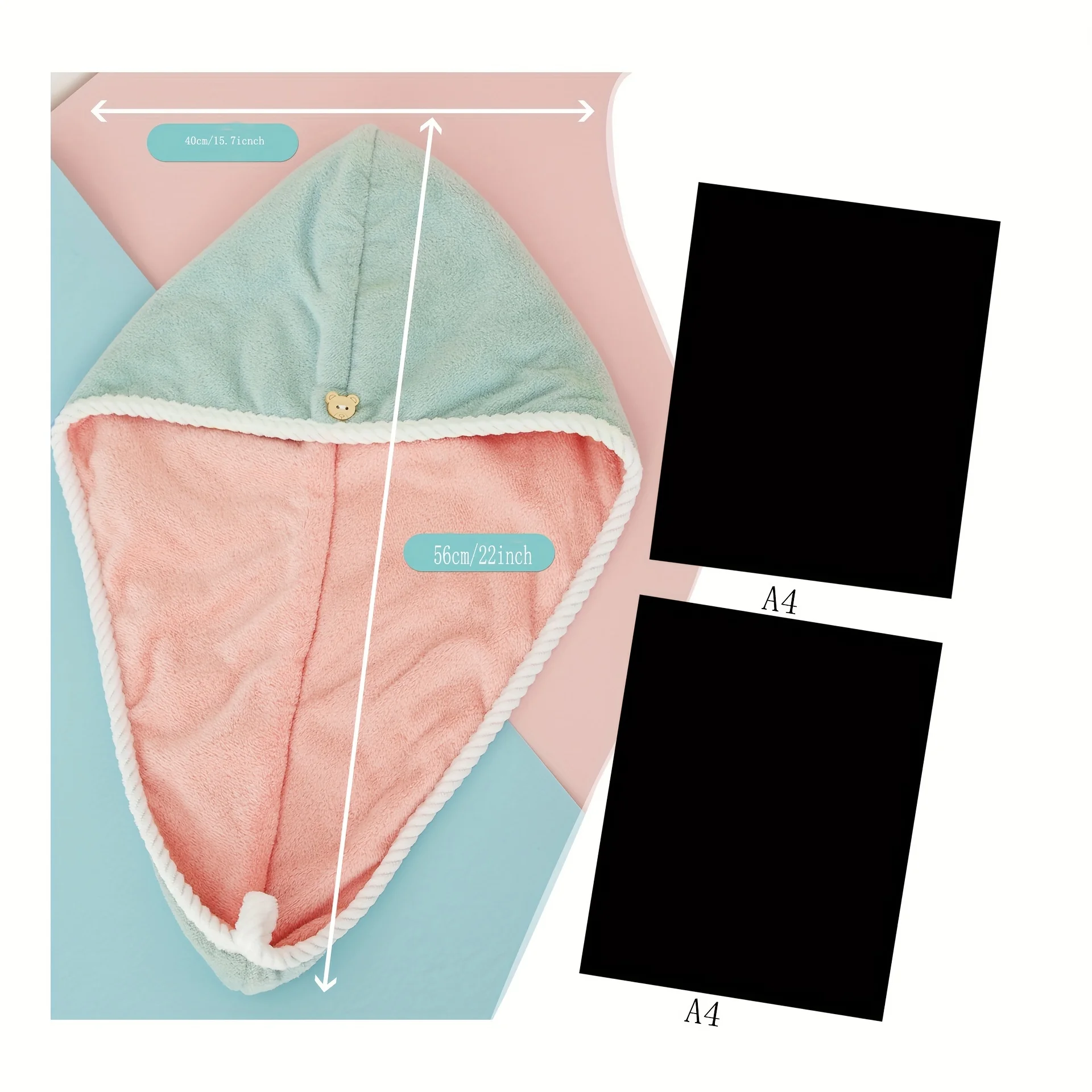 Serviette pour cheveux en microfibre ultra-absorbante – double couche à séchage rapide – Idéal pour la douche, la salle de sport et le spa.