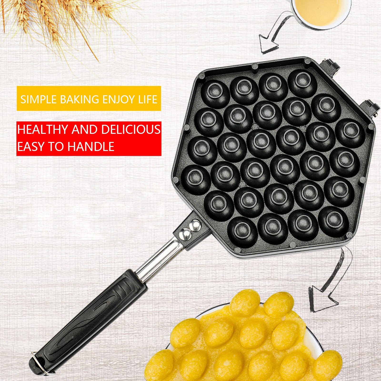 Household Waffle Bake Maker Kitchen Non-stick Aluminum Alloy Waffle Maker Pan Mould Mold Press Plate Waffle Iron Baking Tools: Default Title