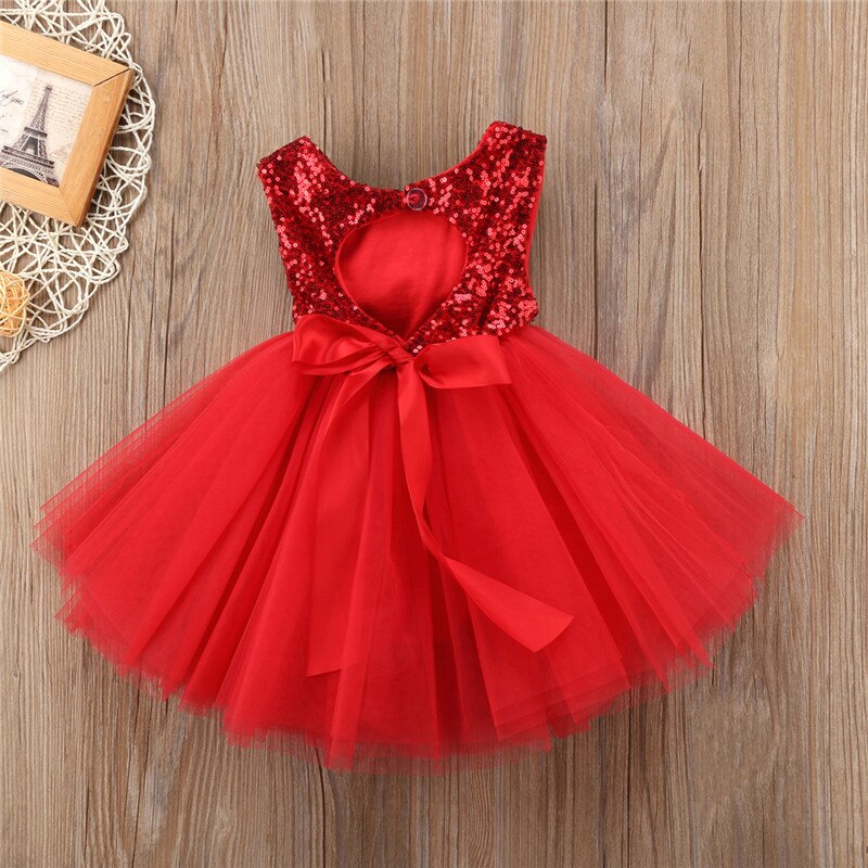 Emmababy børn baby pige prinsessekjole tutu tyl ryg udhulet festkjole pink rød balkjole formelle kjoler outfits