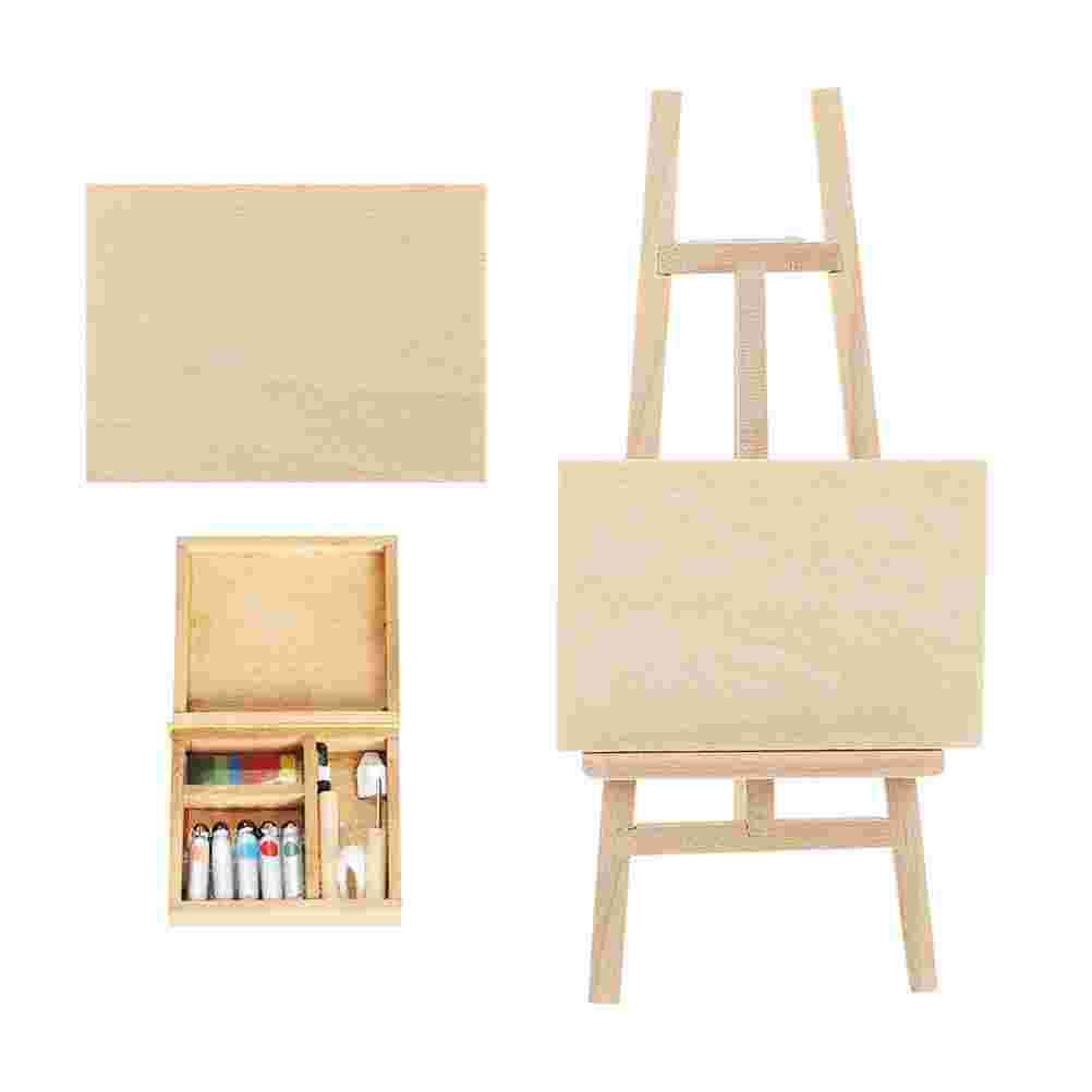 1 set of Miniature Easel Model Wooden Painting Board Holder Mini House Painting Board