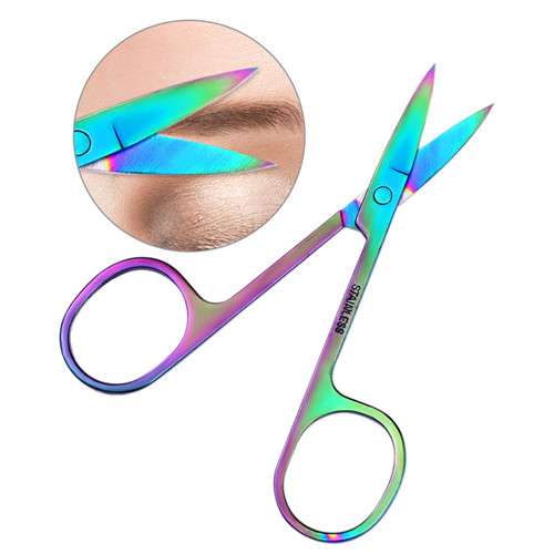 Regnbue rustfrit stål øjenbryn pincet saks øjenvippeklipper klistermærke cutter ansigt hårfjerner makeup værktøj 1 pc: 3