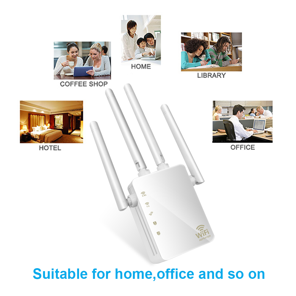 kebidumei Wireless Wifi Repeater/Router 1200mbps 2.4G 5G Dual Band Signal Amplifier Signal Booster Network Range RJ45 Extender