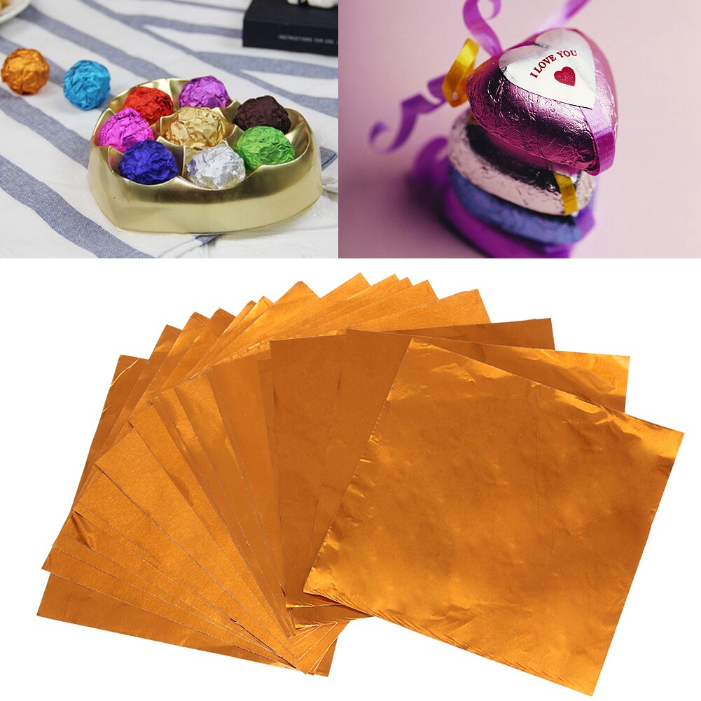 Square Foil Wrapper Package Paper Sweets Tinfoil Lolly Party Crepe Paper Sheets Candy Chocolate Sweets Confectionary