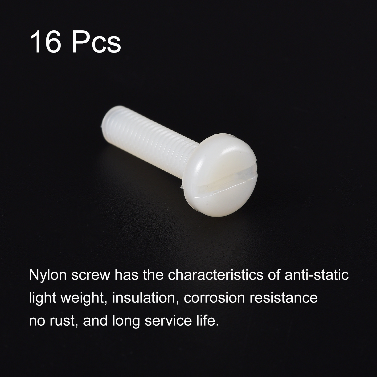 Uxcell M6 x 25mm Nylon Machine Screws, Pan Head Slotted Screw Fasteners, 16pcs