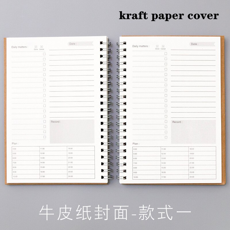2020 2021 espiral a5 caderno planejador diário semanal mensal papel kraft organizador agenda escola escritório agenda papelaria presentes