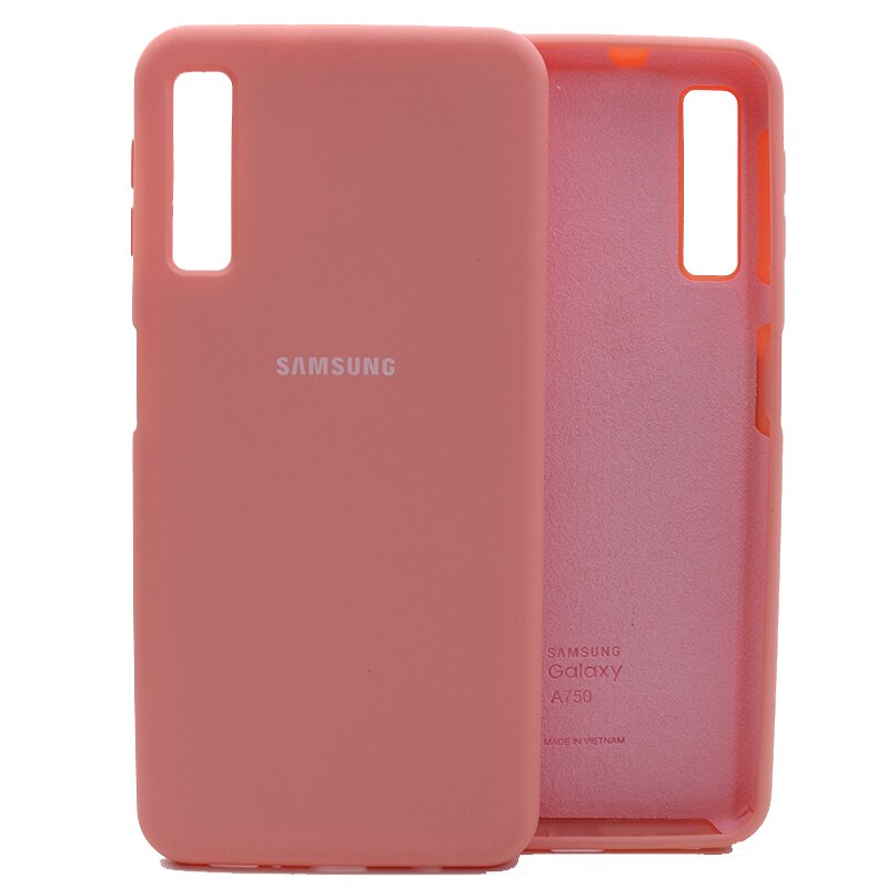 Original Samsung A7 A750 Liquid Silicone Soft Protection Back Case Soft TPU Cover For Galaxy A 7 A750F SM-A750F: Pink