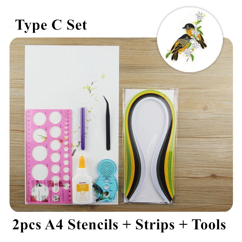 Quilling Paper Art A4 Template Paper Filigree Pattern Quilling Paper Stencils Origami Template Wall Art Filigree Paper Art: Type C Set