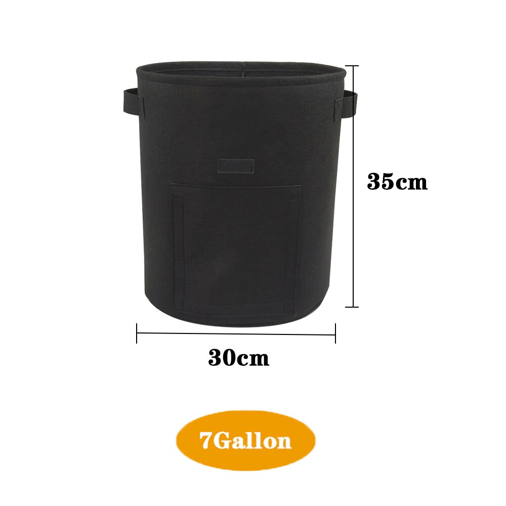 4 7 10 Gallon Garden Plant Grow Bags gardening biodegradable Nonwoven Cloth Pot Gardening Bag Vegetable,Potato Planting Grow Bag: 7 Gallon Black