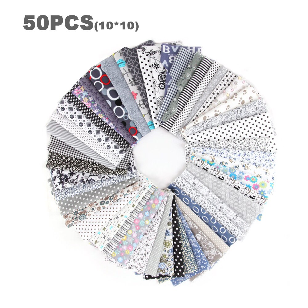 50 Uds algodón artesanal tela 100% algodón paquete cuadrados acolchado suministros de costura Patchwork Manual para manualidades de costura hágalo usted mismo: A
