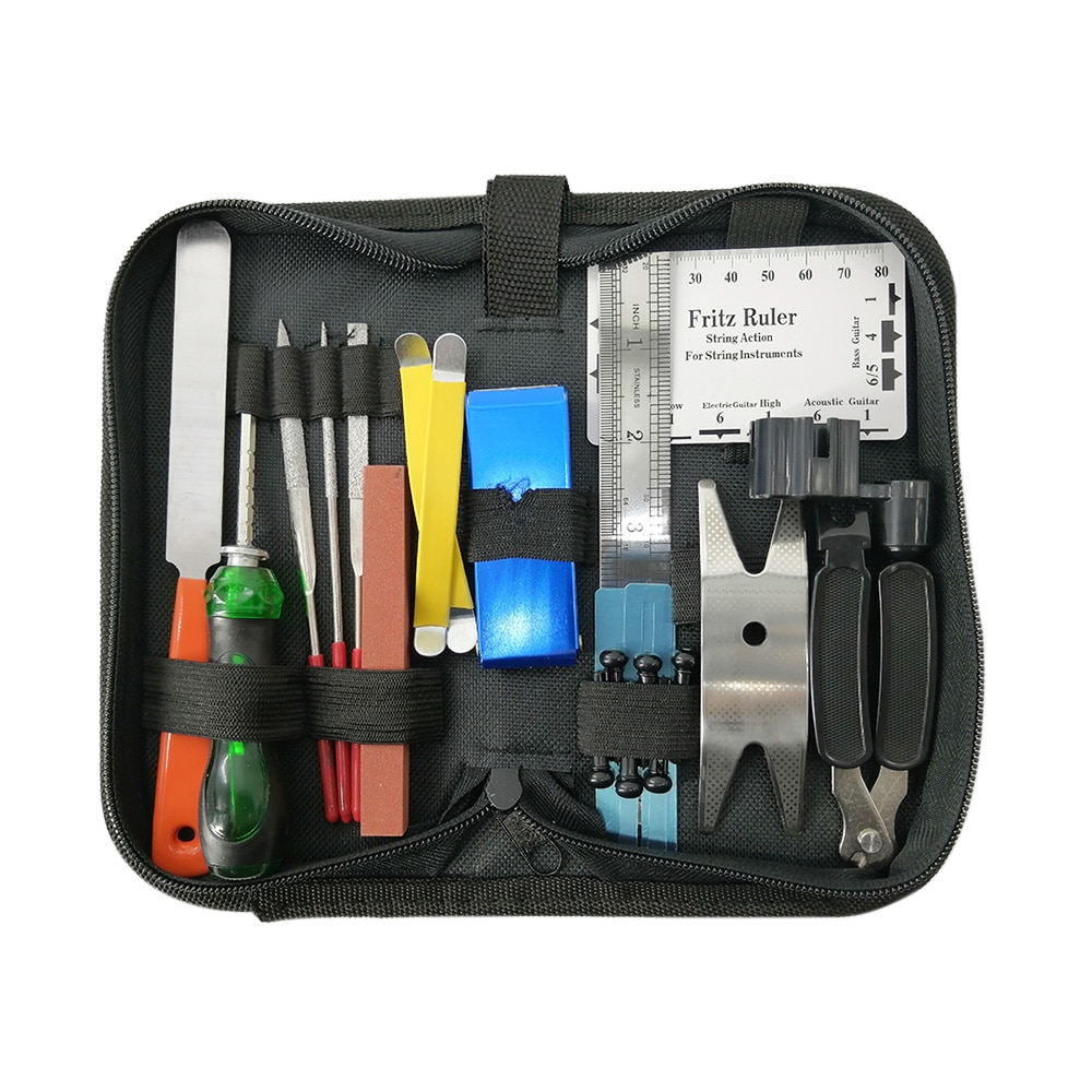 22PCS Repairing Maintenance Tools Guitar Tool Kit String Organizer String Action Ruler Gauge Measuring Tool Hex Wrench Set