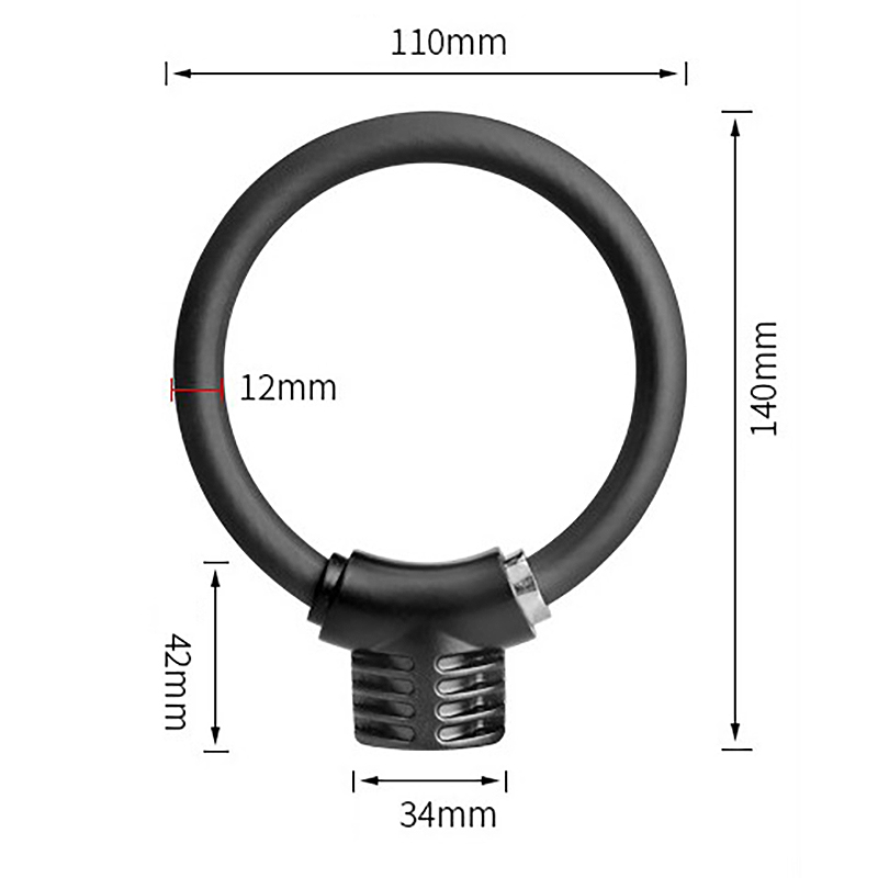 PROPHETE Handboeien slot met spiraalkabel - 120 cm lengte, 10 mm, veiligheidsniveau 4, incl. LED-sleutel & houder voor e-scooter, fiets & kinderwagen, zwart