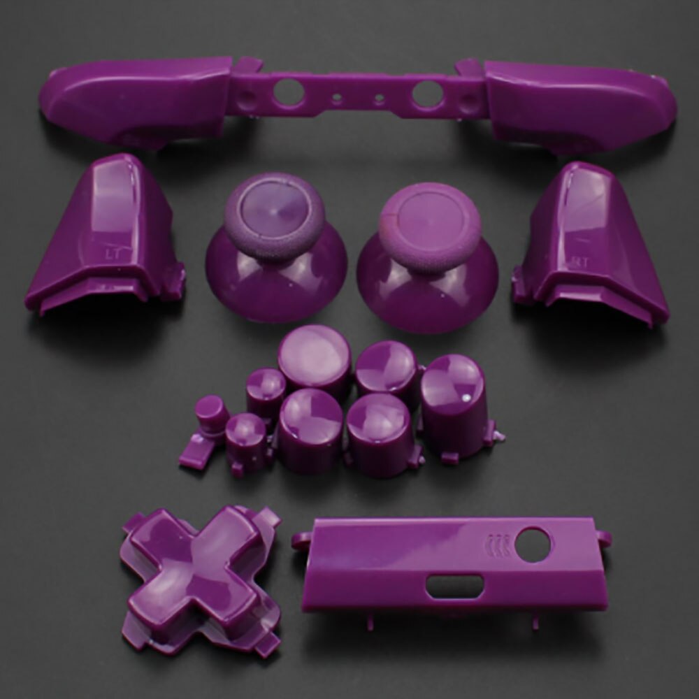 JCD Plastic&Chrome Plating Full Button Set Dpad RT LT RB LB ABXY Guide ON OFF Buttons For Xbox One S Controller Gamepad Repair: Purple